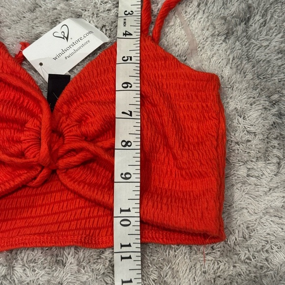 NWT! Windsor Red Orange Smocked Ring-Front Crop  Tank Top - Picture 7 of 7